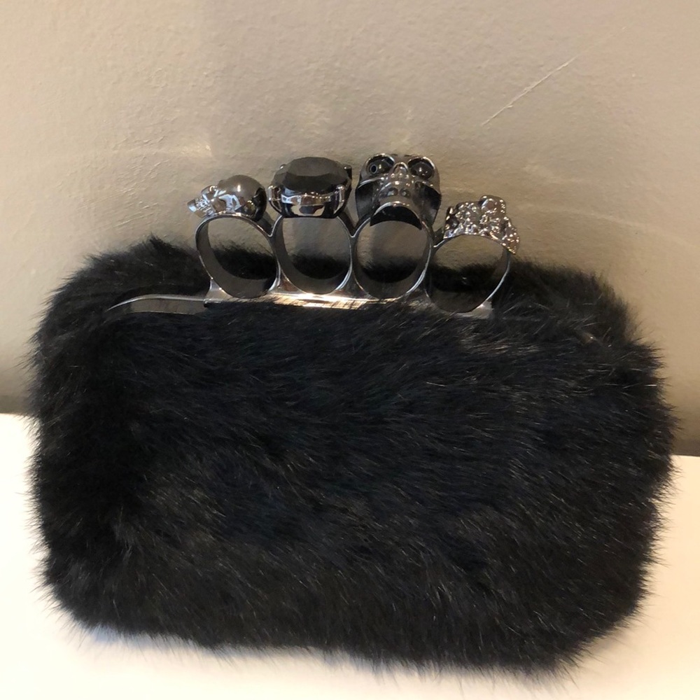 Black Fur Clutch NEW
